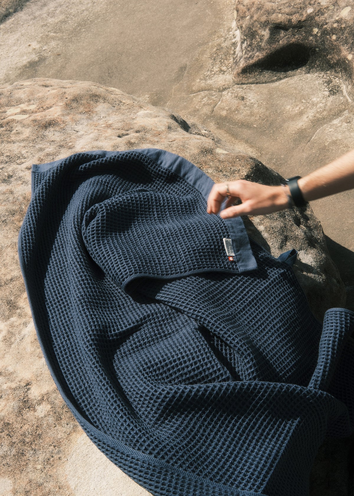 Nossara Navy Imabari Waffle Towel in Bondi Beach
